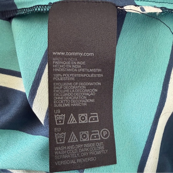 Tommy Hilfiger Teal Black Striped Midi Dress Size Medium Business Casual Preppy - Picture 10 of 12